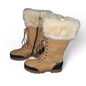Lauren by Ralph Lauren Nubuck Leather 13”Boots Shearling Lined Zip
